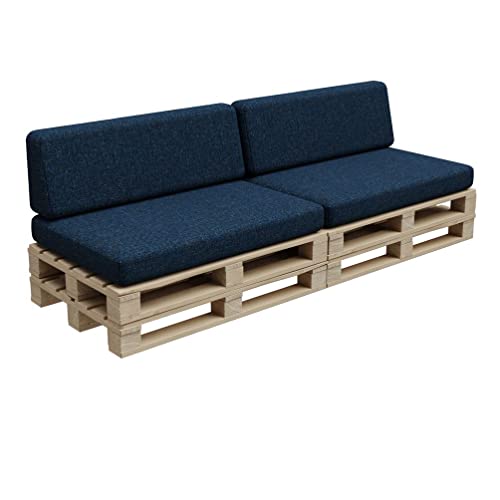 Gutekissen®, Cojines de Palet, Cojines de Palet, Cojines de jardín, Cojines de Palet, sofá, Cojines, Almohadillas Interior Exterior PFBG (2X Set (120x80 + 120x35), Azul Oscuro)