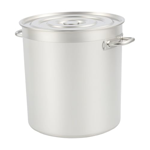 Begoniape Pentola per zuppa in acciaio inox, 50 l, a induzione, grande con manici, fondo piano, coperchio a scomparsa, Ø 40 cm, altezza: 40 cm, pentola in acciaio inox, grande per fornelli a gas,