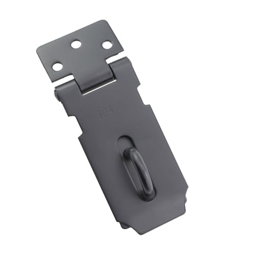 Image of Black 3 Inch Stainless Steel Pin Padlock Latch Hasp Safety Latch with Screw Suitable for Closing Security Door Locker Box
