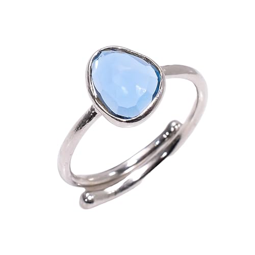 Bague topaze bleu de Londres ajustable pour éviter les erreurs de taille