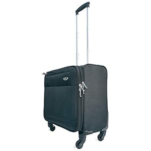 HWG® Pilotenkoffer met laptopvak, 4 wielen, reiskoffer, handbagagekoffer en trolley, aktetas voor business, zwart, zwart, 45x50x25, pilotenkoffer
