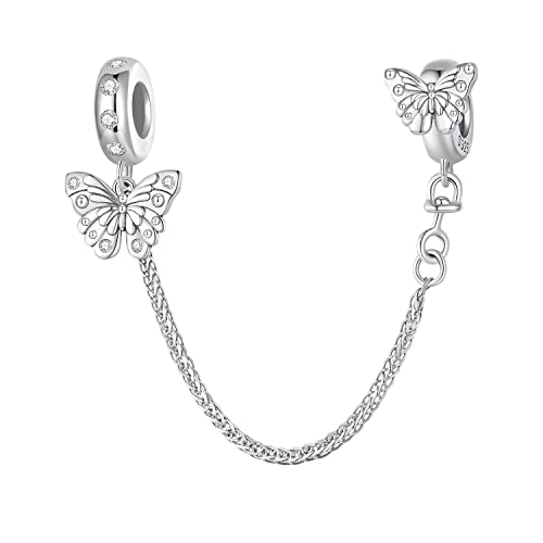 Chaîne de sécurité papillon pour bracelets Pandora,925 argent sterling Clip Lock Stopper Bead Charm,cadeau de bijoux pour femmes filles