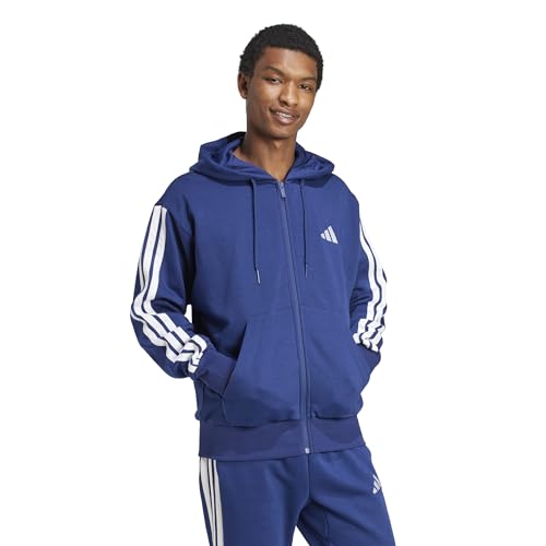 Image of adidas Mens Essentials Three Stripes Fleece Hoodie Athletic Outerwear Casual - Green