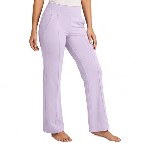 Image of NINQ Women High Waist Flare Pants Lite Regular | Smart Casual Korean Trouser for Office Wear, Gym, Sports, Travel & Daily Styling