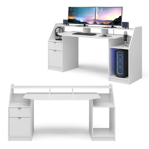Vicco Computertisch Joel, Computertisch, Weiß, 180 x 66 cm