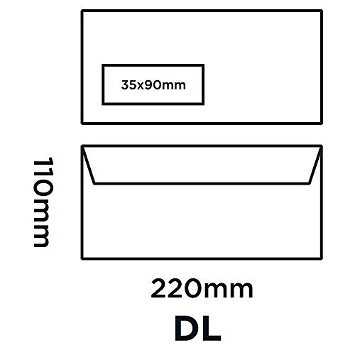 Blake DL 110 x 220 mm 100 gsm Raam Peel & Seal Portemonnee Enveloppen (23884/250) Wit - Pack van 250 - Afbeelding 3