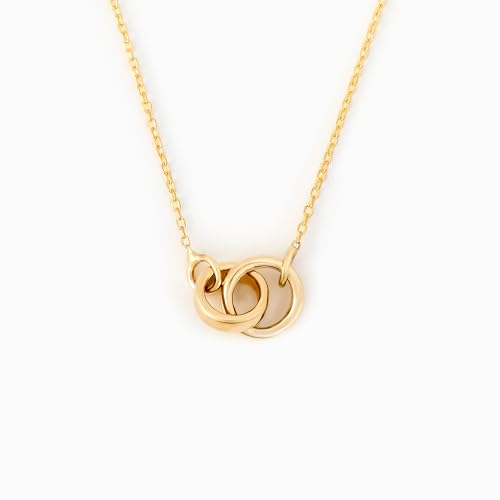Gelin Real 10k Solid Gold Interlocking Circle Necklace for Women, 18 inch