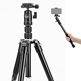 Fotopro ミニ三脚 148cm 軽量コンパクト 旅行用 360度ボールヘッド 着脱式で自撮り棒としても利用可能 スマホマウント付き 耐荷重8kg モデルFY-830