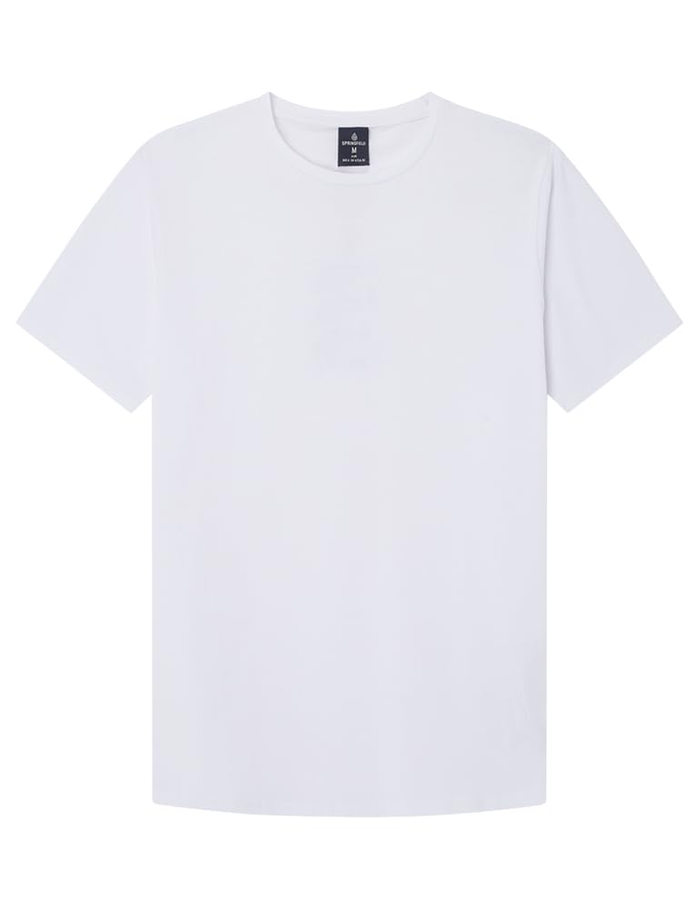 Springfield Men's Reconsider Crew Neck Cotton with Elastane T-Shirt, White, S, White, S