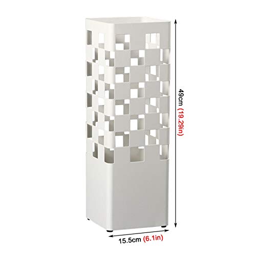 Porte-parapluie moderne blanc en métal avec 4 crochets de rangement