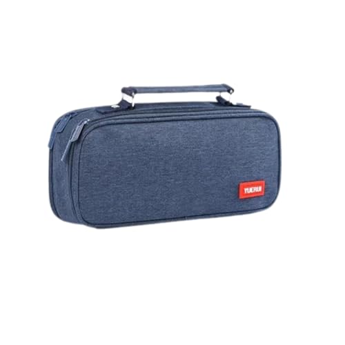 Estojo Liso com 2 Divisórias e Alça Necessaire Escolar (Azul)