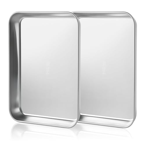 Image of JMU 2 Pack Stainless Steel Tray, SL304 Thickened Stainless Steel Surgical Tray for Medical Instruments, 10.2 inch x 7.9 inch x 1.2 inch
