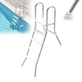 LZQ Edelstahl Poolleiter mit 4 Stufen – rutschfeste...