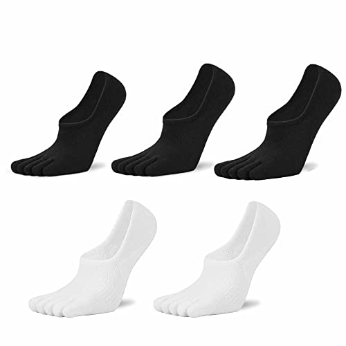 YONHEE Füßlinge Zehensocken Damen - Unsichtbare Zehlinge Socken Fünf Finger Socken Atmungsaktiv Baumwolle Sneakersocken mit Rutschfestem Silkon Grip Cover