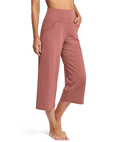 Image of Promover 14 inch /21 inch /23 inch /25 inch Inseam Capri Pants for Women Wide Leg Yoga Cropped Pants with Pockets Loose Casual Summer Pant