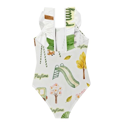 Traje de baño para niñas verde suave piscina playa infantil 3