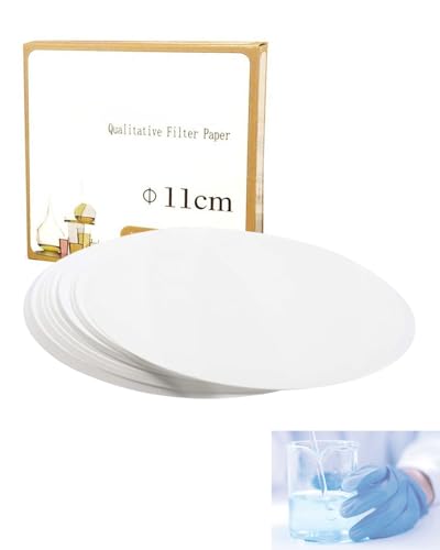 HUVZOR 100 Piezas Papel de filtro cualitativo,Papel De Filtro De Flujo Medio,Laboratorio Filtración Papel Filtro,Filtro Circular Papel de Diametro para Laboratorio de Filtración(11cm)