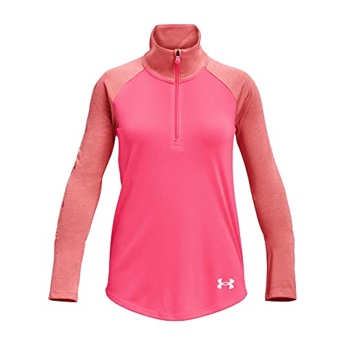 T-shirt manches longues Under Armour fille sport rose demi zip YS