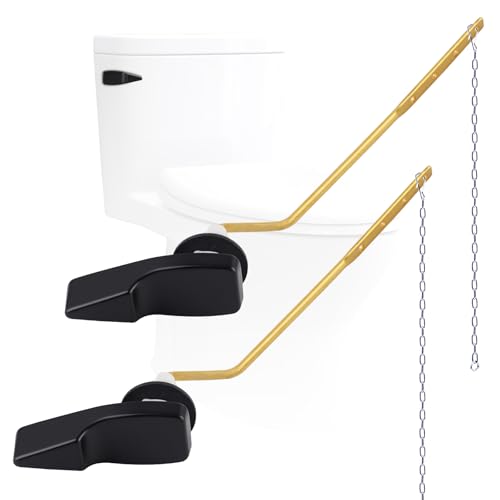 Image of 2PACK Universal Side Mount Metal Toilet Handle Replacement Kit, Matte Black | Compatible with American Standard /Mansfield /Gerber /TOTO /Kohler Toilet, Toilet Tank Flusher Lever with Flapper Chain