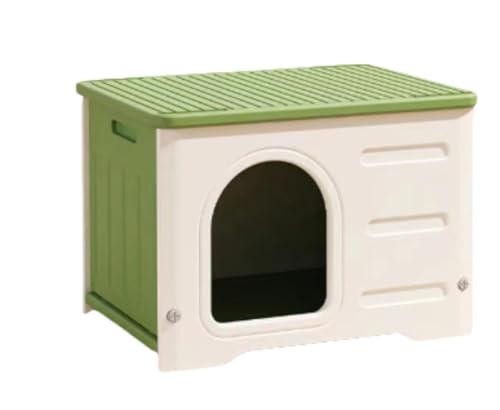猫 ハウス キャットハウス ペットハウス 小型犬用 プラスチック 猫小屋 屋外 室内 野良猫ハウス オールシーズン 防寒 雨よけ ペット用品 通気性 組み立て 洗える グリーン おしゃれ (グリーン)