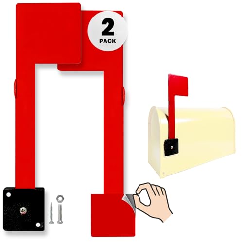 No Tools Needed Weather-Proof Mailbox Flag Replacement (Pack of 2) Strong Adhesive or Screws Red Flag for Mailboxes Outside Two Installation Options