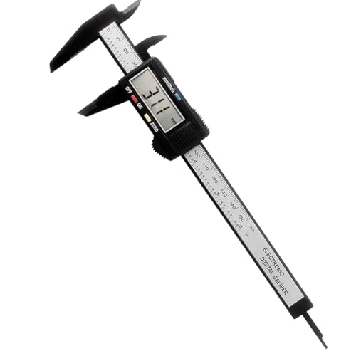 uxen Electronic Digital Vernier Caliper, 0-150mm/0-6" Carbon Fiber Micrometer with LCD, Inch MM Fraction Conversion, Auto-off Measuring Tools for External, Internal, Depth, Pitch Measurements 1