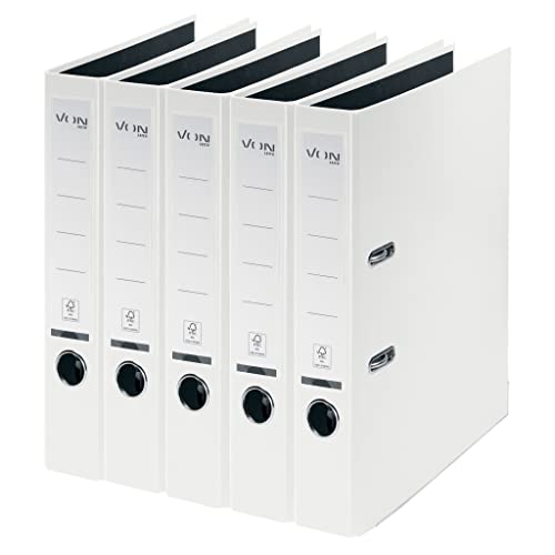 VON Leitz 5er Pack Ordner A4, Karton mit Kunststoffeinband, 50 mm...