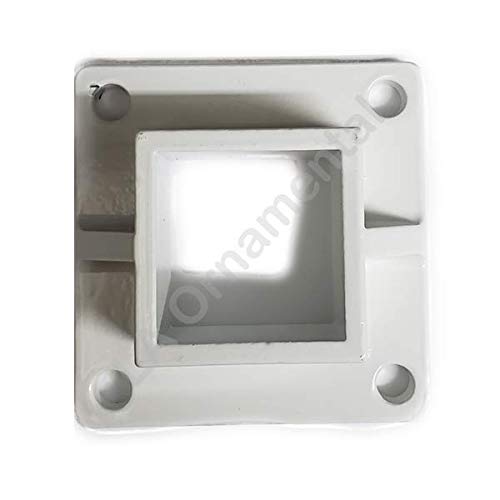 Floor Flange 2" x 2" Square Aluminum Fence Posts Heavy Duty, Deck Mount White, Lot of 12 Pieces