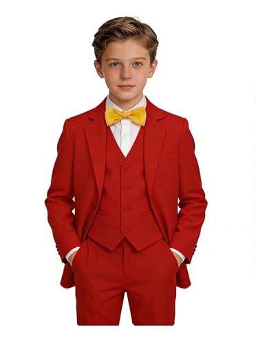 Image of Toddler Suits Slim Fit Suit for Boys,Formal Tuxedo Ring Bearer Outfit Kids Dress Clothes for Wedding,Adjustable Waist