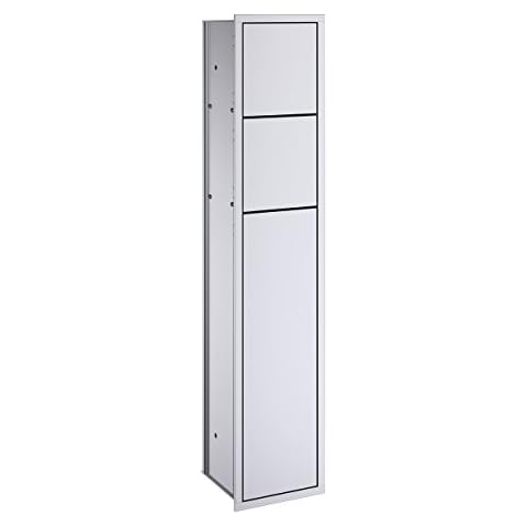 Emco ASIS 150 Unterputz-Schrankmodul für das Gäste-WC, Badezimmerschrank als Toilettenpapierhalter & Klobürstenhalter mit extra Fach, Hochschrank mit Push to Open-Funktion Cover