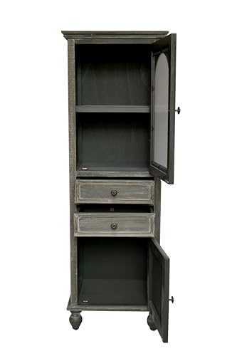Image of LKTART 60 inch Tall Kitchen Pantry Storage Cabinet,Narrow Display Cabinet | Solid Wood Frame;Farmhouse /French Country Narrow Corner Glass Display Cabinet;Narrow Storage Cabinet;Tall Accent Cabinet