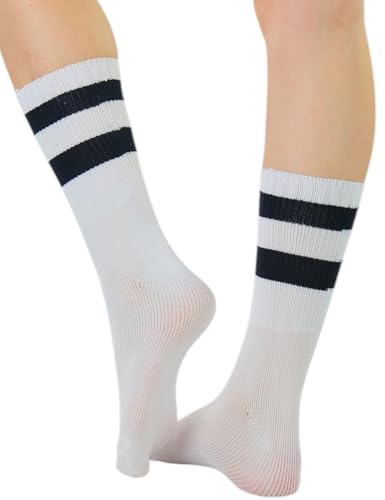 Image of ToBeInStyle Women's Acrylic Ankle Hi With Double Stripe Top Crew Fun Athletic Socks