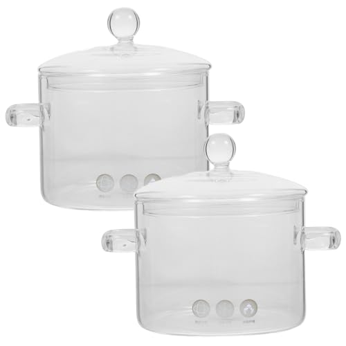 MOTHNUR 2piezas Olla De Cocina De Vidrio Borosilicato Tapa Para Sopa y Fideos Utensilios De Cocina Resistentes Al Calor y Fáciles De Limpiar