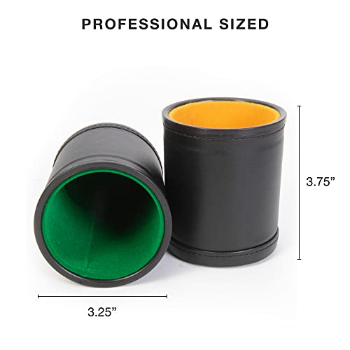 Professional Shaker Cups | Leather With Velvet Felt-Lined Interior | 5 Multicolor Lined Cups And 25 Multicolor Dice Set #TOP5