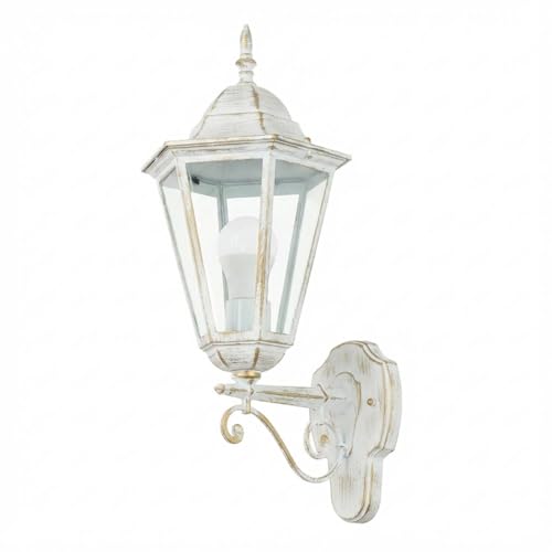 Wandlampe außen Rustikal E27 IP44 50,5 cm hoch in Weiß Gold Aluminium...