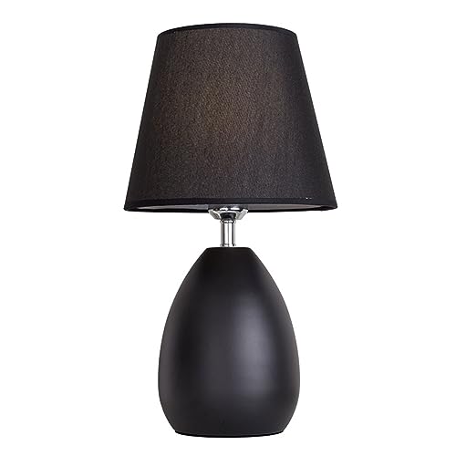 Lampe de bureau abat-jour tissu noir pour éclairage tamisé LED