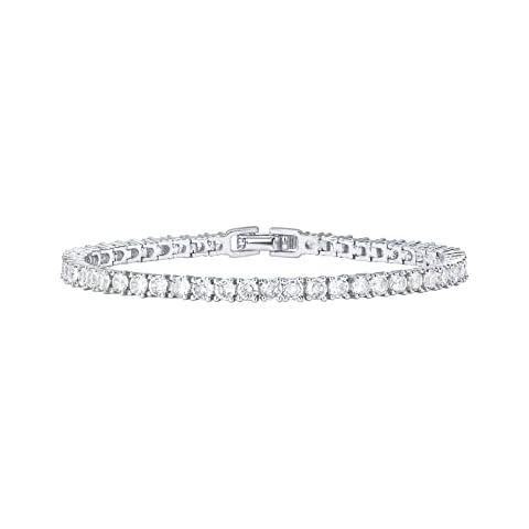 PAVOI Rhodium Plated Classic Tennis Bracelet Cover
