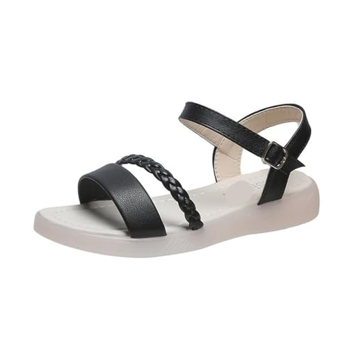 Womens Sandals Round toe flat sandals sweet one-line buckle women's shoes ladies flat sandals