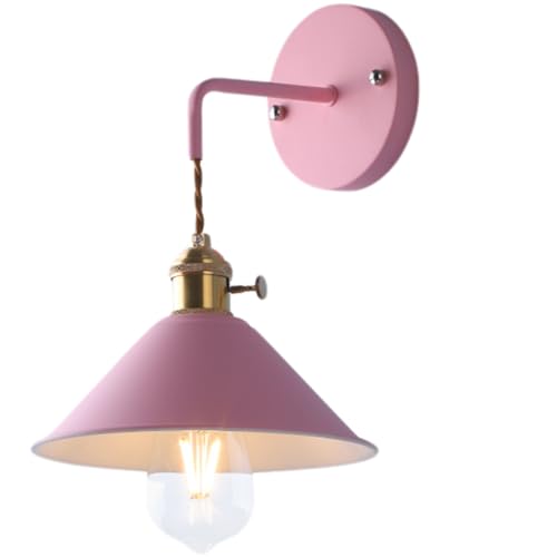Xiyocadt Lampada da Parete Vintage,Lampada a Muro Retro Base Oro E27 con Interruttore,Altezza Orientabile Applique da Parete Interni per Salotto Cameretta Bagno Corridoio,Rosa