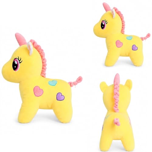 Image of Yellow Unicorn 25cm | Ultra Soft Plush Stuffed Toy | Cute Hugging Pillow | Gift for Kids Boys Girls