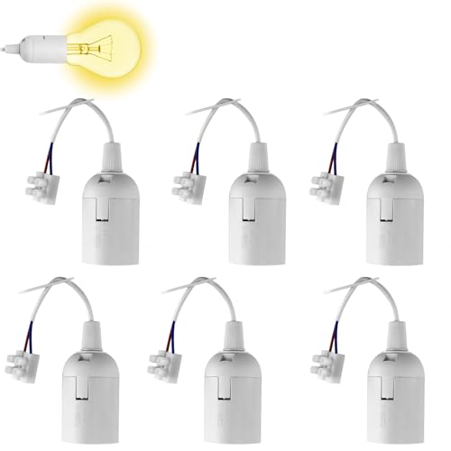 6 Piezas Portalámparas E27 con Cable, Casquillos para Bombillas E27 con Terminal 4A 250V, Portalámparas de Renovación para Obras Cocina Salón Techo Taller
