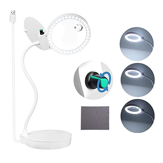 Magnifying Glass Lamp 10X for Table & Desk 36 Bright LEDs Tabletop Magnifying Lamp with Adjustable Swing Arm & Sturdy Stand, 20X Auxiliary, Large Vision Glass for Crafts, Hobbies, Workbench, Reading