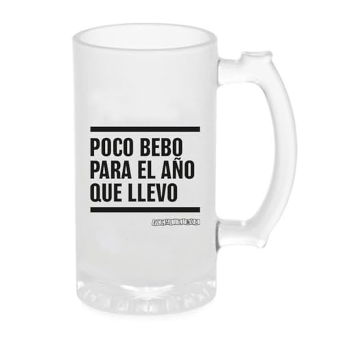 Genérico Jarra de Cerveza Frases Humor Sarcasmo Divertidas | Regalo Original Diseño Único y Duradero (Poco bebo para el año que llevo)