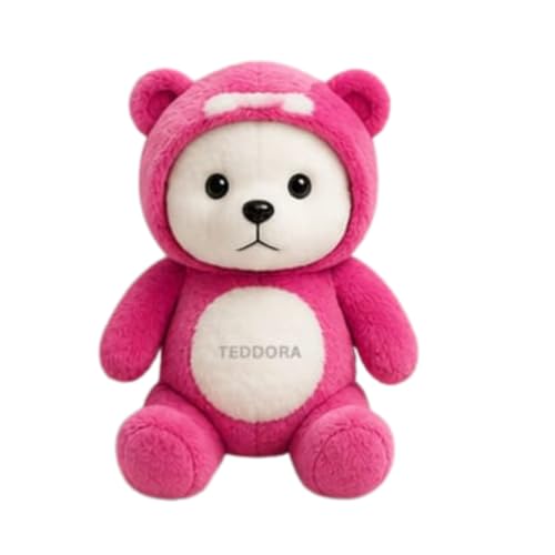 Image of Hoddie Teddy Soft Toy for Girls Boys Kids, Purple, Cap Plush Stuffed Baby Gift Birthday, 30 cm