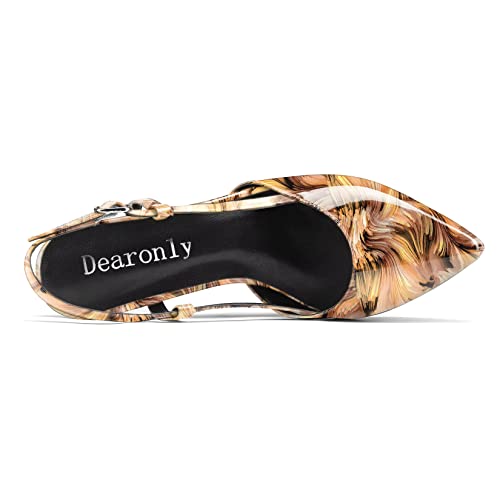 DearOnly Women Chunky Block High Platform Heel Pointed Toe Pumps Slingback Prom Dress 3.9 Inches Heels4