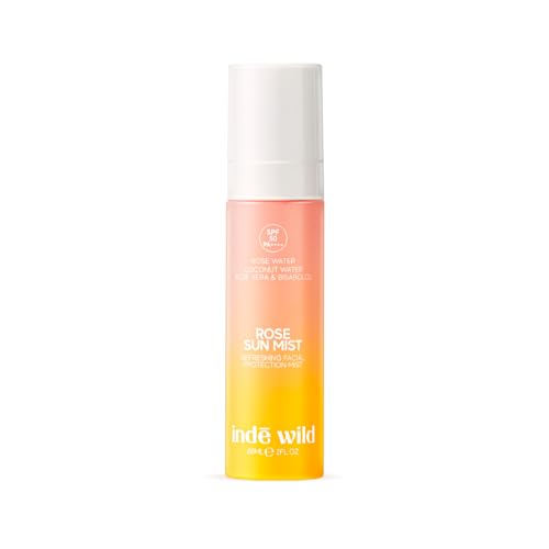 indē wild Rose Sun Mist SPF 50+ PA++++ | 60 ml | Hydration On-the-Go Mist with Rose Water, Aloe Vera, Coconut Water & Zinc Oxide | Provides UVA/UVB Protection | Perfect for Re-application over Makeup