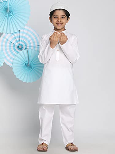 Image of JBN Creation Boys VASTRAMAY Boys' White Kurta Pyjama Set