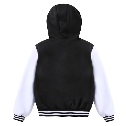 Kids Baseball Jackets Boys and Girls Fit Varsity Jacket Hooded Button Casual Lightweight Plain Cardigan School Coat2