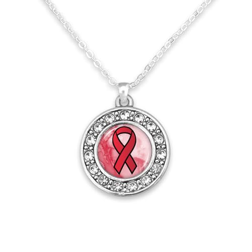 From the Heart Red Ribbon Sickle Cell Awareness Abby Silver Chain Necklace Jewelry Gift