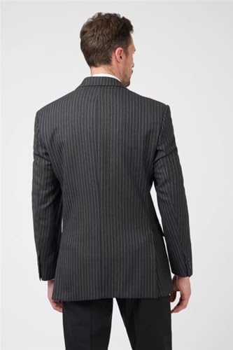 Generic Men's Slim Fit Stripe Jacket Casual Suit Blazer Notched Lapel Suit Wedding Formal Sports Coat Casual Blazer(1 Jacket)2